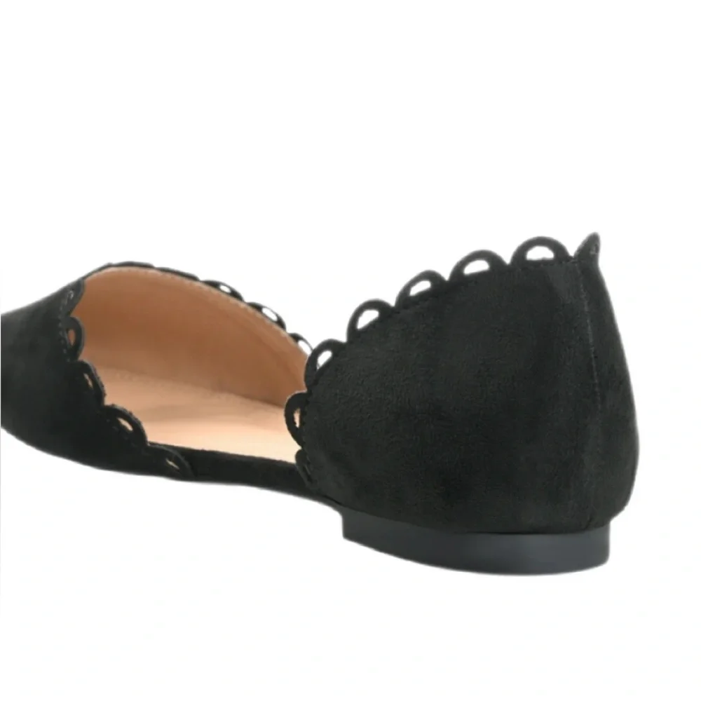 Journee Collection Jezlin Black Faux Suede D’Orsay Flats NWT